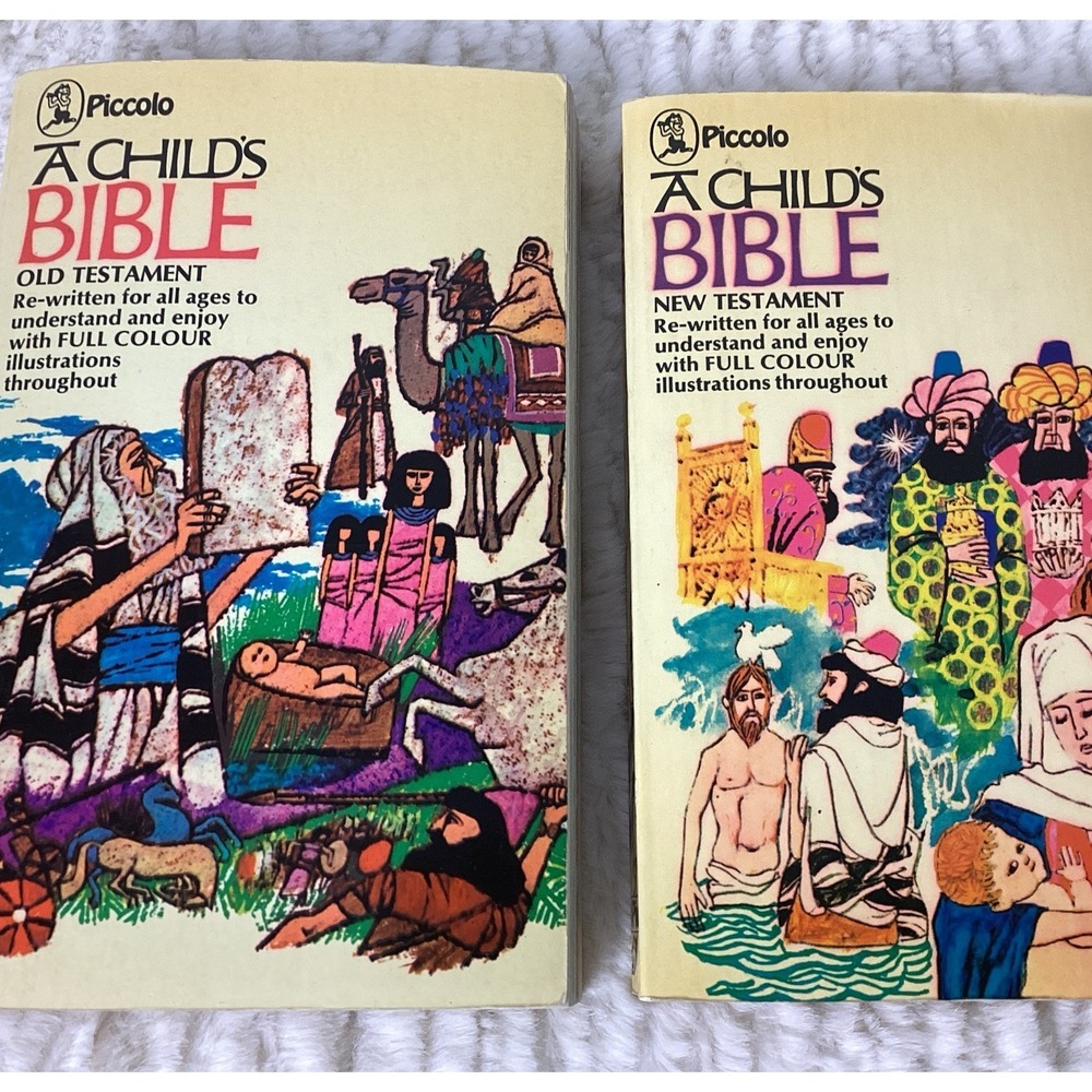 A Child's Bible Books Old & New Testament Color Illustrated Piccolo 1976 Vintage
